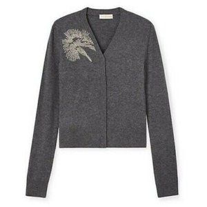 Tory Burch Embellished Merino Wool Cardigan Large